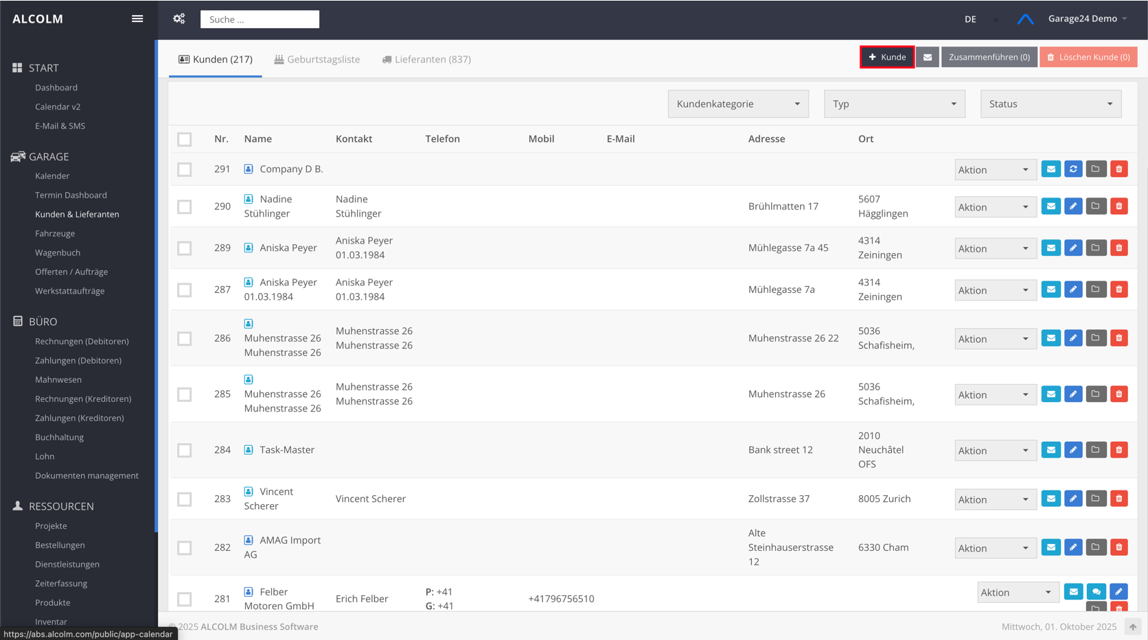 Auf Kunde hinzufügen klicken