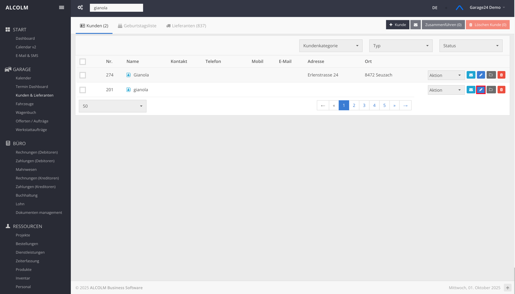 Auf bearbeiten klicken