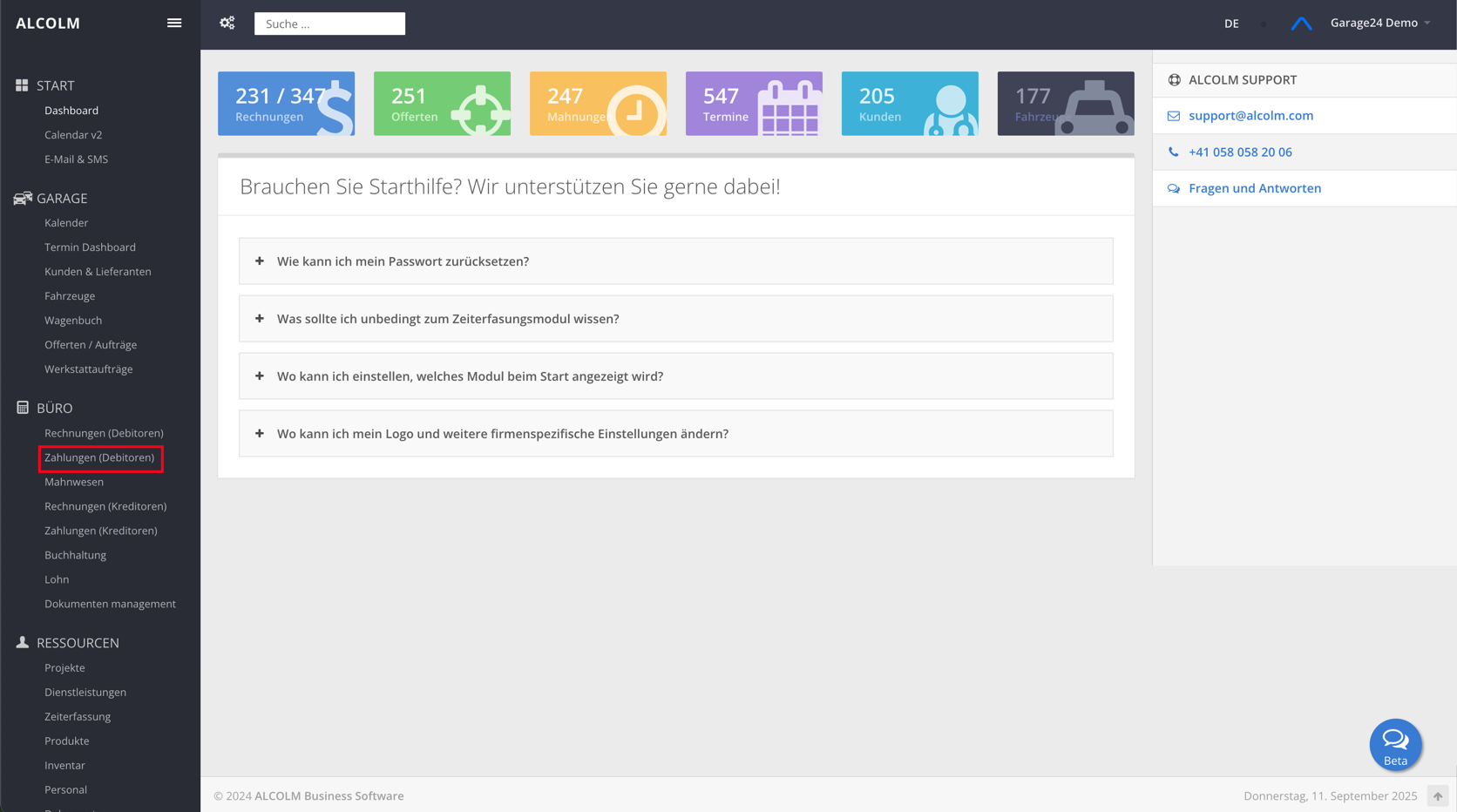 Auf Zahlungen klicken