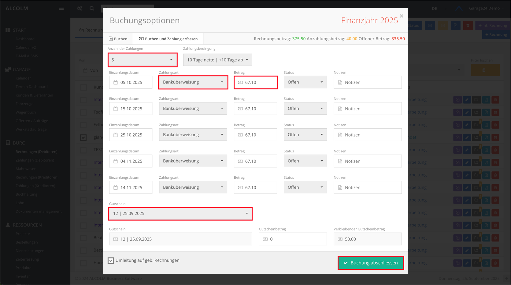 Ratenzahlung erstellen